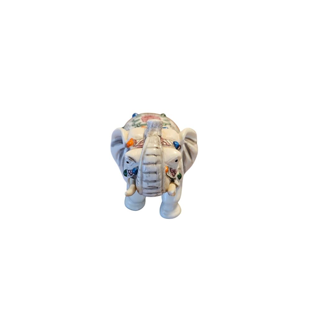 Hand painted vintage elephant trunk up boho decor figurine - Picture 4 of 5